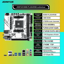 Płyta główna JGINYUE AMD AM4 ITX obsługuje procesory Ryzen R3 R5 R7 R9 serii 1/2/3/4/5 DDR4 RAM Komputer stacjonarny PCI-E 3.0 B350i PLUS ARGB