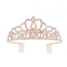 „It's My Birthday“-Tiara, Krone, Roségold, Strass-Stirnband, Geschenke für Mädchen und Frauen, alles Gute zum Geburtstag, Mitbringsel, Dekorationen, Zubehör