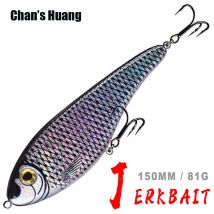 Chan's Huang 12 Farben künstlicher harter Köder Kurbel Angelköder Rasseln sinkender Jerkbait 150 mm 81 g Musky Pike Slider Bass Tackle