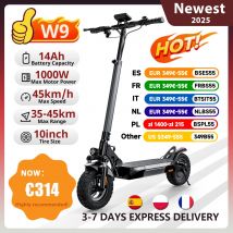 Patinete eléctrico todoterreno W9, 10 pulgadas, Motor trasero de 1000W, batería de 48V14Ah, rango de 45 km/h, 35-45KM, frenos de disco duales con aplicación E Scooter