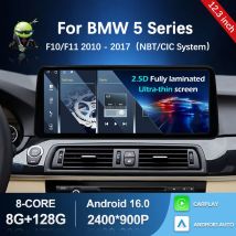 Android 16 Kabelloses Carplay Autoradio Multimedia-Player für BMW 5er F10 F11 2010 - 2017 CIC NBT System QLED Bildschirm GPS WLAN