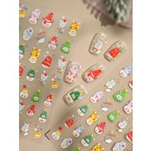 Lovely Snowman Christmas Tree Snowflake Star Cartoon 3D Self Adhesive Nail Art Stickers Santa Claus Xmas Cute Manicure Decals