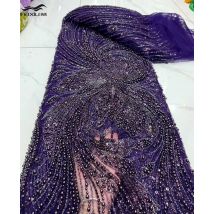 Madison African Beaded Lace Fabric High Quality Groom French Mesh Lace Fabric Sequins Nigerian Lace Fabrics For Wedding Dress