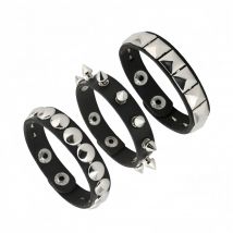 3PCS/Set Black Goth Emo Boho Bracelets For Men Women Punk Gothic Spike Rivets PU Leather Bracelet Bangles Halloween Jewelry Gift