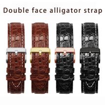 Crocodile skin watch strap 18 19 20 21 22 Double alligator skin men and women’s watch band Black brown white line For any brands