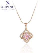 Xuping Schmuck Mode Charme Stein Kupfer Legierung Trendy Blume Geformt Gott Farbe Anhänger mit Kette Halskette für Frauen X 000695448