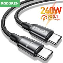 Rocoren 240W USB Typ C Zu USB C Kabel PD 3,1 100W 5A Schnelle Lade Ladegerät Kabel USB kabel 2M 3M Für MacBook Pro Laptop Xiaomi