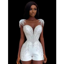 Luxury Crystals Beaded Women Jumpsuits Customized Mother Of Bride Dresses Formal Party Wedding Guest Dresses Robe De Mariee 2025