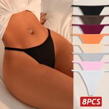 8 Pz/set Donne Mutandine di Cotone Sexy Vita Bassa G-String Perizoma Cinture Sottili Femminile Biancheria Intima Traspirante Signore Soild Mutandine Lingerie
