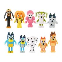10 sztuk/zestaw Bingo i Bluey figurki figurka rodzinna Cartoon Anime Bluey cały PVC Model akcji figurka dzieci zabawki świąteczne prezent