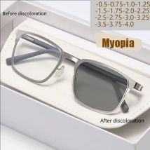 Photochromic Myopia Glasses Business Full-frame Fashion Ultra-light Men's Square Tr90 Temple Myopia Glasses 8405