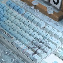 Korean Keycaps Blue Turquoise Cherry Pbt Wolmido Island Lighthouse Seagull Ferris Wheel Elements Sea Train Hangul Keycaps
