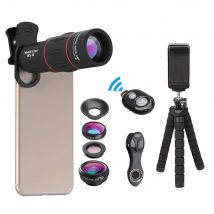 Apexel 5 in 1 Telefon Objektiv Kit 18x Teleskop Objektiv mit Fisheye Weitwinkel Makro Tele linse für Samsung Huawei alle Smartphones