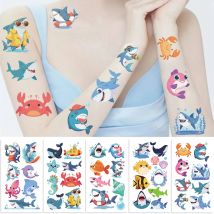 10pcs/set Cartoon Shark Temporary Tattoo Stickers Sea Animals Fish Waterproof Tattoo For Funny Birthday Party Gift