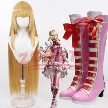Spiel Tekken Lili Cosplay Schuhe Perücke Stiefel Rosa Lange PU Leder Für Halloween Weihnachten Karneval Partei Rolle Spielen Prop Frauen Männer