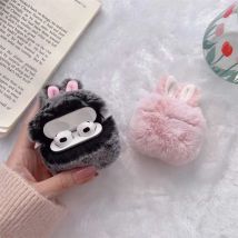 Niedliche, weiche, flauschige Plüsch-Hasenohr-Handwärmer aus Silikon, kabellose Bluetooth-Kopfhörerhülle für AirPods Pro 3, für AirPods