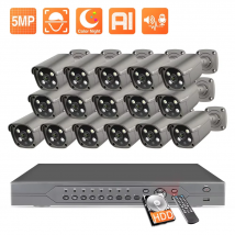 Techage-Sistema de videovigilancia de seguridad para exteriores, Kit NVR PoE H.265 de 16 canales, 5MP, Audio bidireccional, cámara AI P2P, detección humana