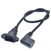 IEC320 C14 bis C13 Verlängerungskabel C14 mit Schraubenlöchern und C13 abgewinkelt 30/60 cm Länge H05VV-F 3G