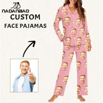 Ihr Bild: Pyjama-Set mit individuellen Knöpfen, DIY Ihr Design, 2 Stück/Set, Herbst-Winter-Damen-Nachtwäsche, modische Pyjamas, Party-Nachtwäsche