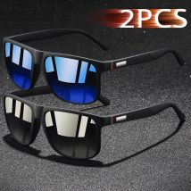 2-teilige modische Vintage-Sonnenbrille mit bunten Streifen für Männer und Frauen, zum Fahren, Angeln, Markendesigner-Sonnenbrille, Mann, UV400-Brille