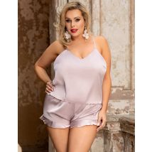 Comeondear Plus Größe 5XL Pyjama Nachtwäsche Homecoming Casual Satin Sexy Rüschen Pyjama Sets frauen Lose Cami Top Shorts Pijama