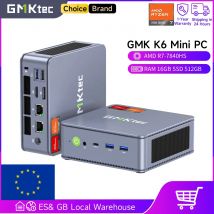 GMKtec K6 Mini PC AMD R7-7840HS 8C/16T 16GB RAM 512GB PCIe 4,0 SSD Mini ordenador stacjonarny Window 11 Pro WiFi 6E/BT5.2 tipo C