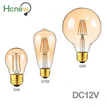Dc12v led glühbirne e27 g95 g45 st58 2w 4w bernstein glas 2200k warmweiß niederspannung netz unabhängig retro rv led licht lampe