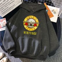 Guns N' Roses We'Re Back Retro Street Style Hoodie für Damen O-Ausschnitt Taschenpullover Fleece Hoody Atmungsaktiver Pullover Damen Hoody