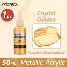 Pigmenti acrilici metallici dorati di cristallo di Marie, 1 pezzo 50 ml/1,69 oz/tubo per vetro e legno, colori perlescenti per adulti, artisti