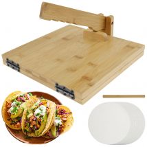 10 Inch Bamboo Tortilla Presser Square Manual Tortilla Maker Rotatable Mexican Tortillera Dough Pressing Tool with Rolling Pin