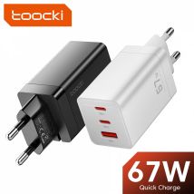 Toocki 67W GaN Caricabatterie Quick Charge 4.0 PD3.0 Caricabatterie di tipo C a ricarica rapida per Macook iPhone 14 13 12 Pro Max Samsung S23 Xiaomi