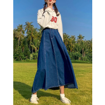 Maxi Lange Röcke Frauen Frühling Sommer Casual Hohe Taille Jean Rock Damen Spleißen A-linie Rüschen Denim Rock Plus Größe 5XL 6XL