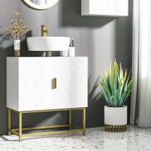 kleankin Mueble para Debajo del Lavabo con 2 Puertas y Patas de Acero 60x30x65cm