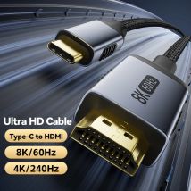 Kabel USB-C do HDMI 8K@60Hz, Typ C do HDMI 2.1, 8K 4K@120Hz, 48Gbps, HDR, HDCP, kompatybilny z Thunderbolt 4/3, iPhone 16/15 Pro Max, Galaxy