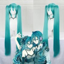 WHIMSICAL W Hair Miku Cosplay Wig Long Heat Resistant Synthetic Hair Clip Ponytails Wigs