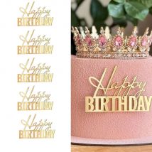 5 Stück alles Gute zum Geburtstag Kuchendeckel Spiegel Acryl seitliche Kuchendekorationen für Geburtstagstorte Dekor Partydekorationen