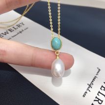 ZHBORUINI New Natural Freshwater Pearl Rice Shaped Pendant Necklace Retro Fashionable Droplet Design Daily Wear For Women
