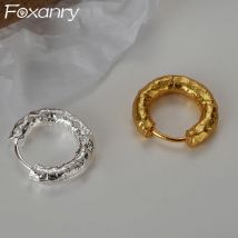 Foxanry minimalist ische Textur Creolen für Frauen Paar Mode klassische elegante Persönlichkeit verhindern Allergie Party Schmuck Geschenk