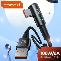 Kabel Toocki 6A USB C 90 stopni do szybkiego ładowania OPPO 100W do Honor Huawei Oneplus Realme Przewód danych ładowarki