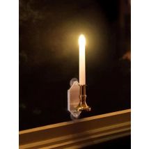 Pack of 2 Solar Powered Candle Wall Lamp Led taper stick Light w/Holder Church Home Garden Window Path Bar Xmas Decor-Warm White