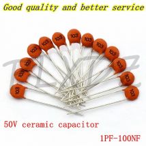 Condensatore ceramico 50 pezzi 50V 1pF ~ 100nF 0.1uF 104 102 10NF 103 15NF 153 472 222 332 2 3 4 5 6 7 8 9 10 33 47 82 100 PF 22 47 NF
