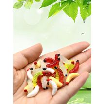 125Pcs/Box Mini Soft Maggot Baits 2cm 5 Colors Mixed Fishing Lures Silicone Bionic Bread Worm Lure Box Fishing Trout Perch Bass