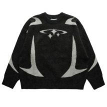 Herbst neue Herren Strickwaren Vintage Y2K Stars Print Strick pullover männlich Overs ize Unisex Pullover lässig trend ige männliche Kleidung