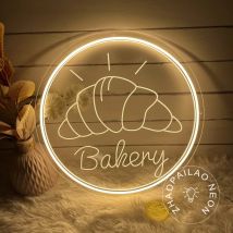 40 centimetri Panetteria Insegne Al Neon Luci A Led Bake House Decor Parete Cupcake Croissant Baguette 3D Intagliato Neon Light Sign Caffè Cafe Sign