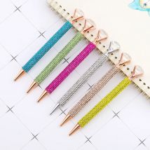 Lytwtw's Luxus-Kugelschreiber aus Gold, große Diamant-Hochzeitsrose, Metall-Briefpapier, Schulbedarf, 1 Stift + 5 Ersatzminen