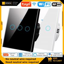 BONDA Smart Switch Wifi RF433 Nessun neutro Standard UE Il controllo Tuya funziona con Alexa Google Home WiFi Smart Home Interruttori tattili 86