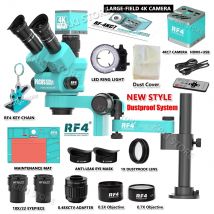 RF4  Stereo Trinocular Microscope 360 ° Rotation Articulating Arm Stands Large-field 4K HDMI Camera Phone Soldering PCB Repair