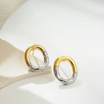 Vintage Mischfarbe Hohle Runde Mini Ohrstecker für Frauen Edelstahl Geometrische Ohrring Modeschmuck Geschenk