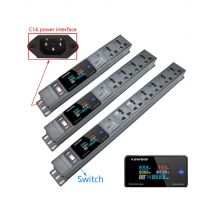 PDU Power Strip With Switch 2/3/4/5/6/7/8 Universal Socket Digital Ampermeter Power Energy Voltmeter Ammeter C14 interface
