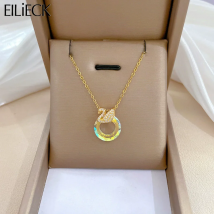 EILIECK 316L Edelstahl Glanz Zirkonia Schwan Anhänger Halskette Gold Farbe Textur Metall Personalisierte Schmuck Halskette